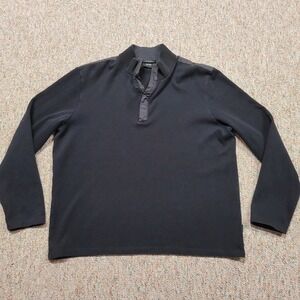 Hugo Boss Sweater Mens 2XL Black Quarter Zip Pullover Regular Fit Mock Neck